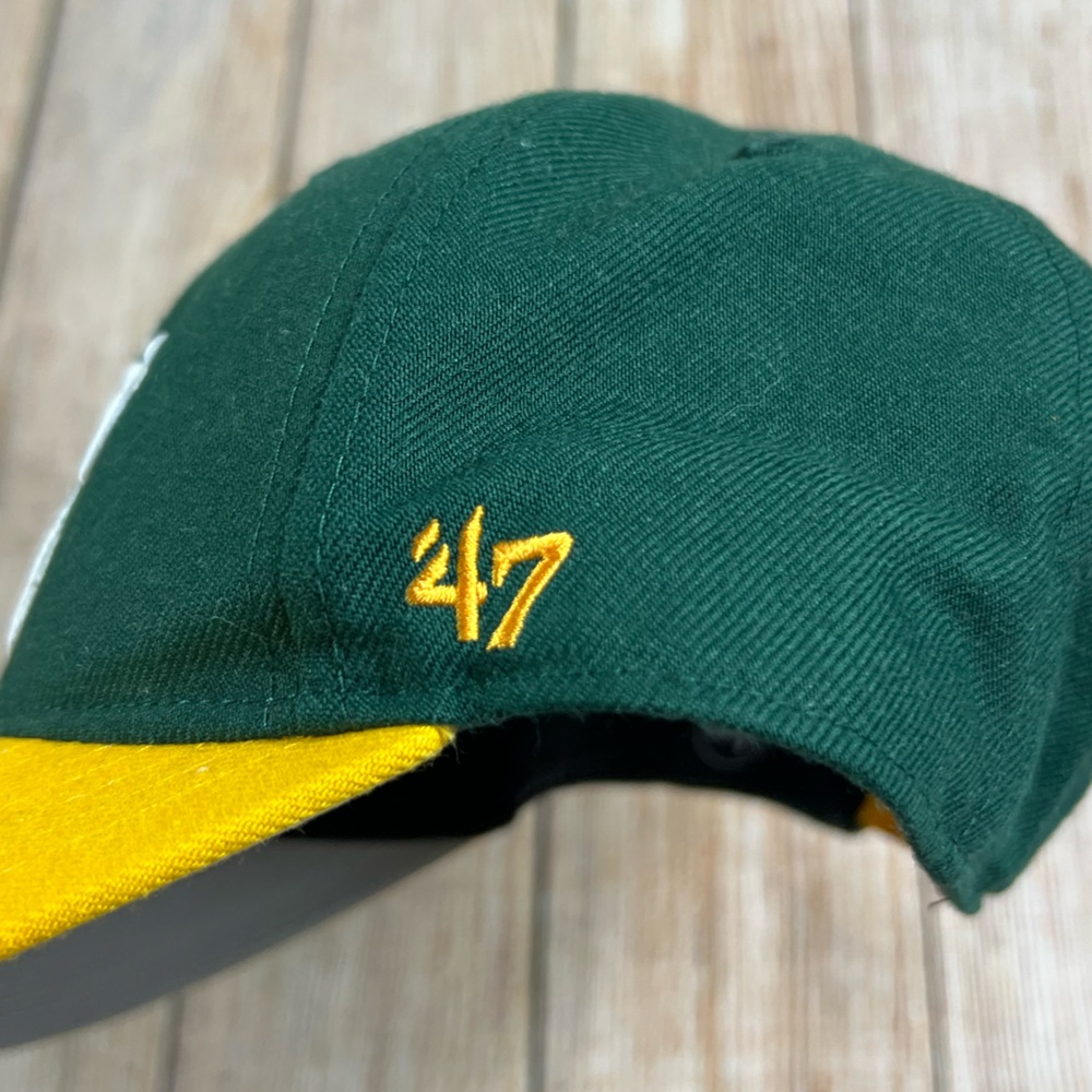 Oakland A’s Baseball MLB Snapback Hat 47 Brand Green Yellow - Picture 5 of 7